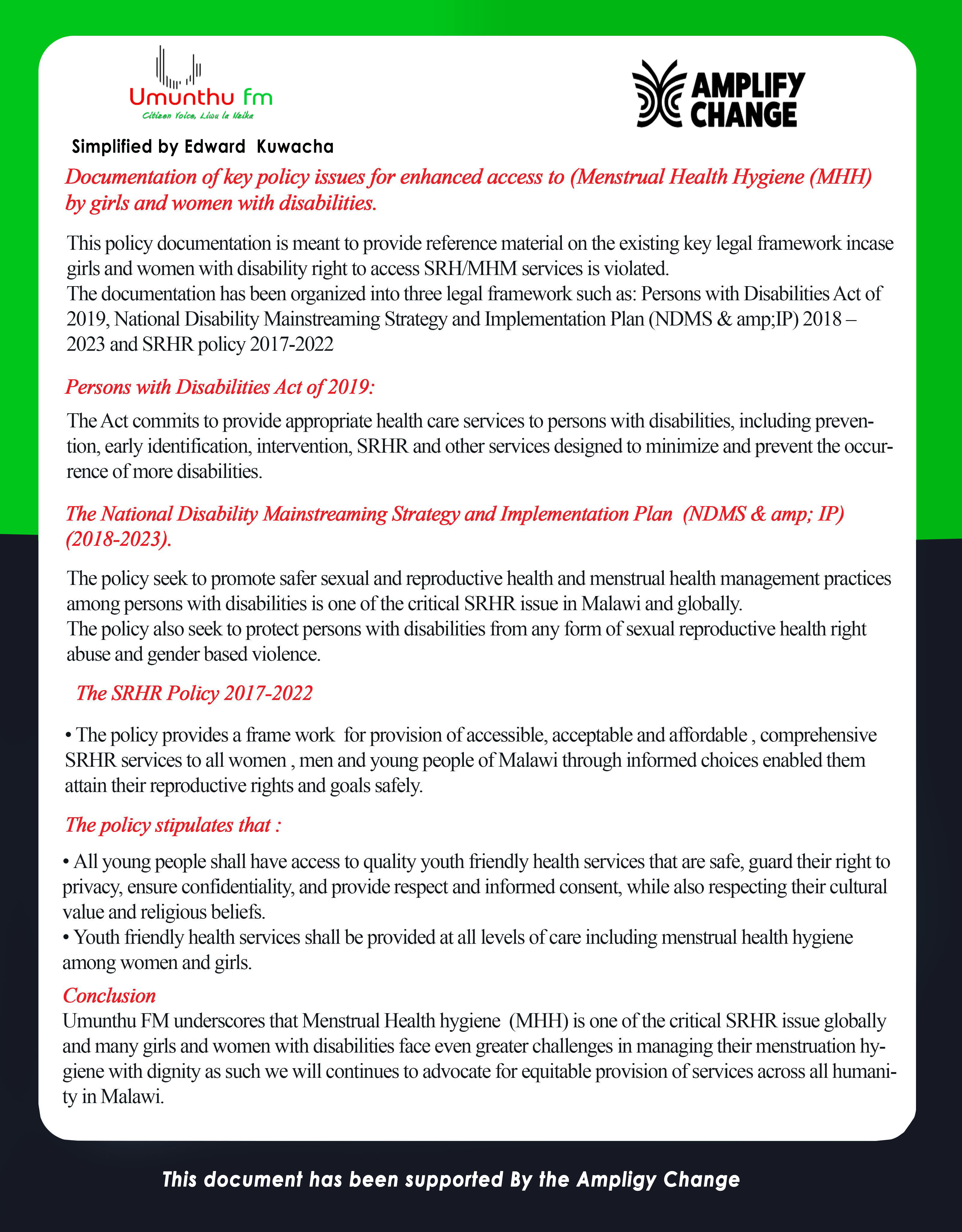 Quality Menstrual Health Management project